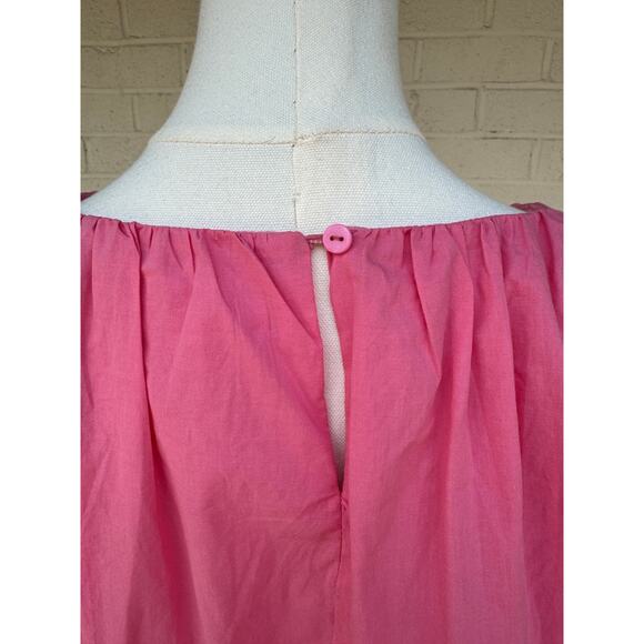 & Merci Hot Pink Women's Crop Top Bubble Sleeves Large Casual Spring Summer - Picture 4 of 10